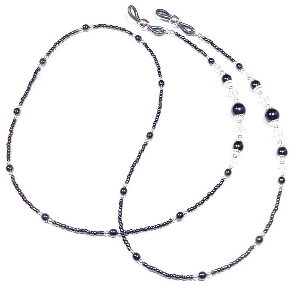 Classic Black Beaded Eyeglass or Sunglass Chain Holder, 28 inches - Picture 2 of 6